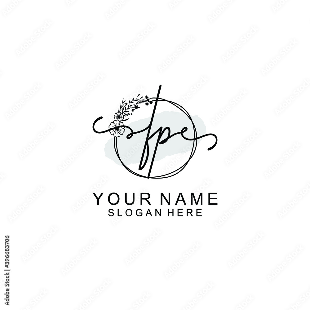 Initial FP Handwriting, Wedding Monogram Logo Design, Modern Minimalistic and Floral templates for Invitation cards