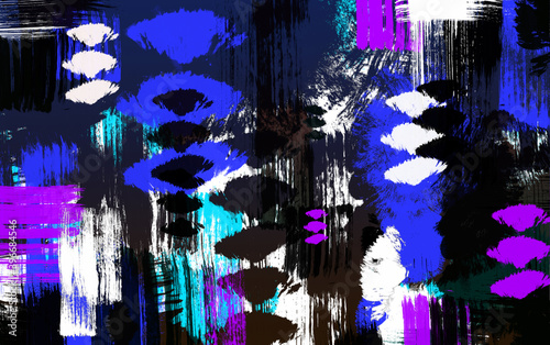 Abstract multicolor dynamic background with creative splashes and shabby brush strokes effect.