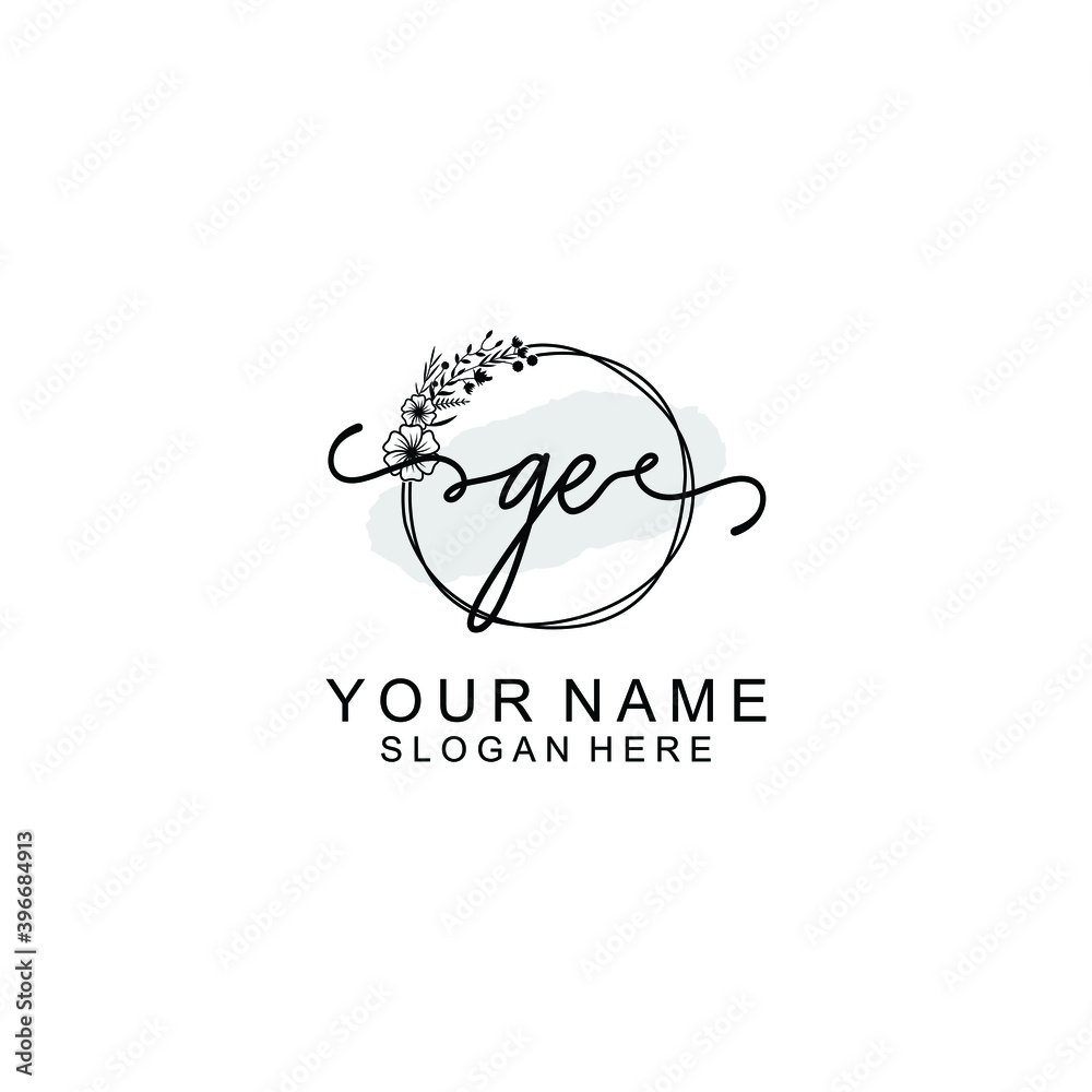 Initial GE Handwriting, Wedding Monogram Logo Design, Modern Minimalistic and Floral templates for Invitation cards Initial GE Handwriting, Wedding Monogram Logo Design, Modern Minimalistic and Floral templates for Invitation cards
