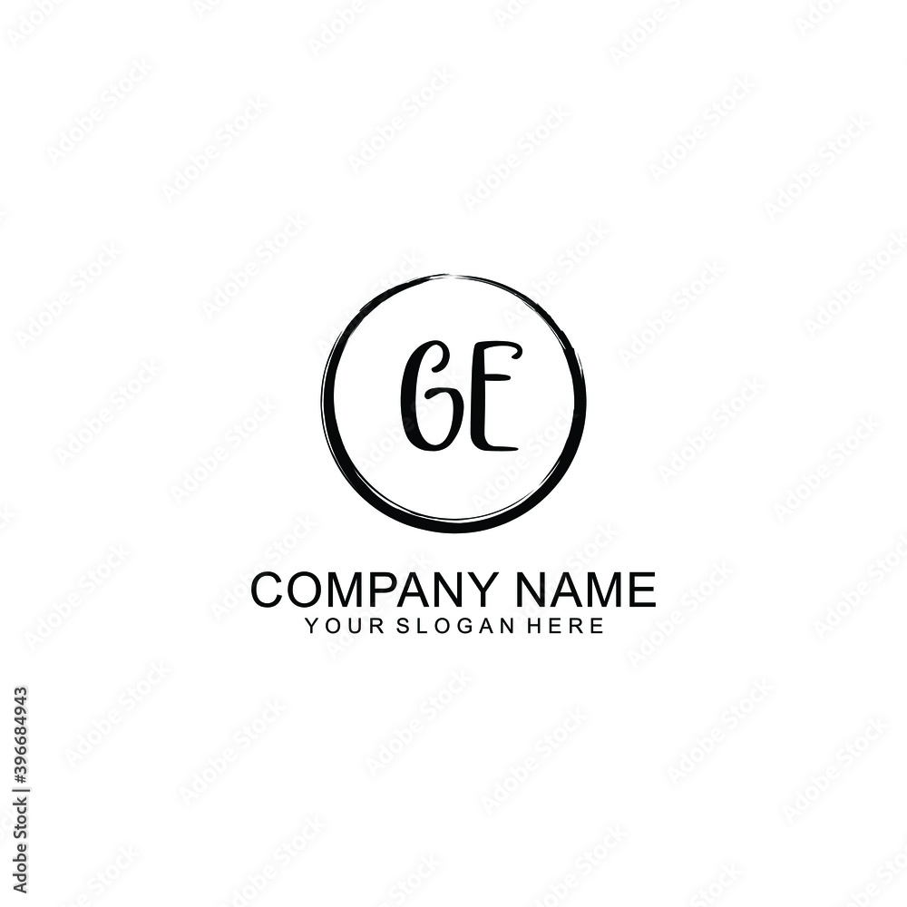 Initial GE Handwriting, Wedding Monogram Logo Design, Modern Minimalistic and Floral templates for Invitation cards