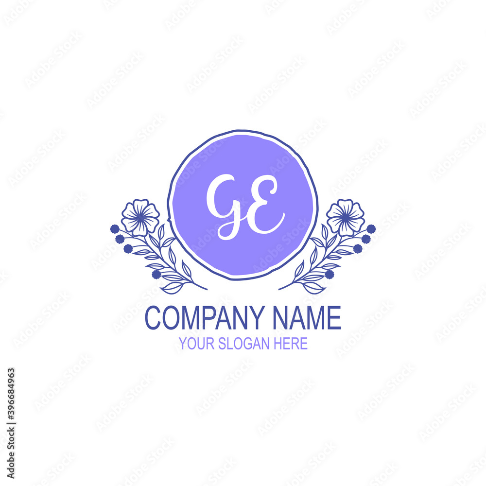 Initial GE Handwriting, Wedding Monogram Logo Design, Modern Minimalistic and Floral templates for Invitation cards