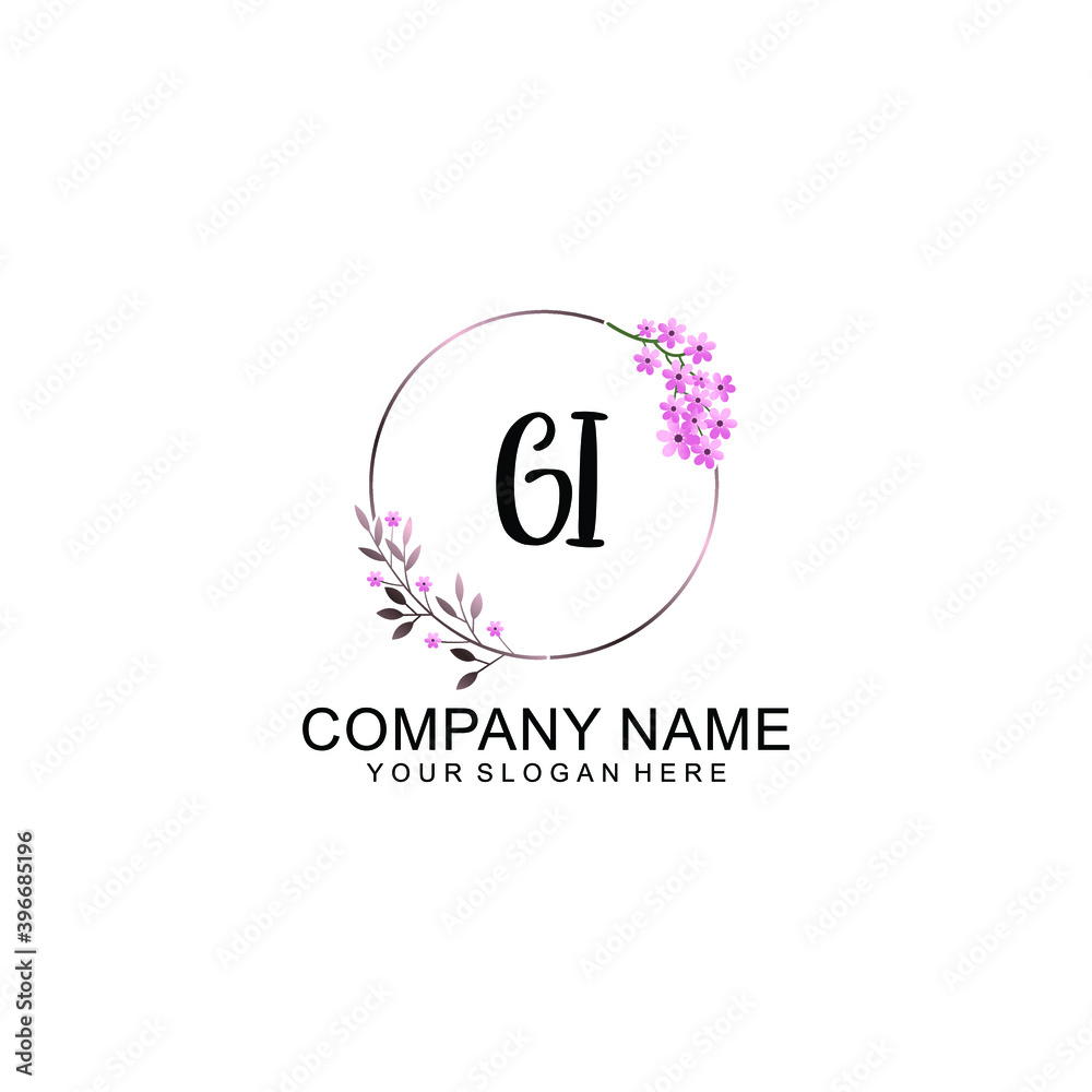Initial GI Handwriting, Wedding Monogram Logo Design, Modern Minimalistic and Floral templates for Invitation cards