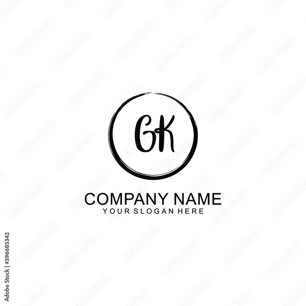Initial GK Handwriting, Wedding Monogram Logo Design, Modern Minimalistic and Floral templates for Invitation cards
