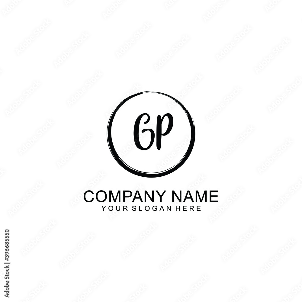 Initial GP Handwriting, Wedding Monogram Logo Design, Modern Minimalistic and Floral templates for Invitation cards