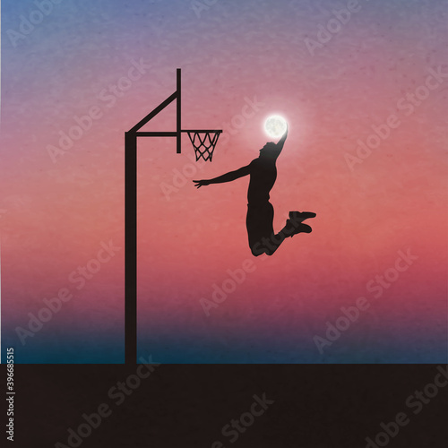 A Basketball Player Silhouette, Under The Sunset