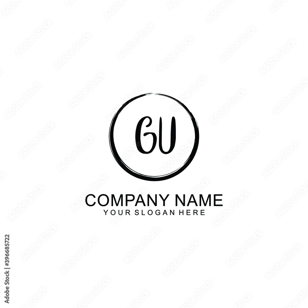 Initial GU Handwriting, Wedding Monogram Logo Design, Modern Minimalistic and Floral templates for Invitation cards