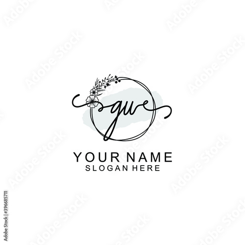 Initial GU Handwriting, Wedding Monogram Logo Design, Modern Minimalistic and Floral templates for Invitation cards