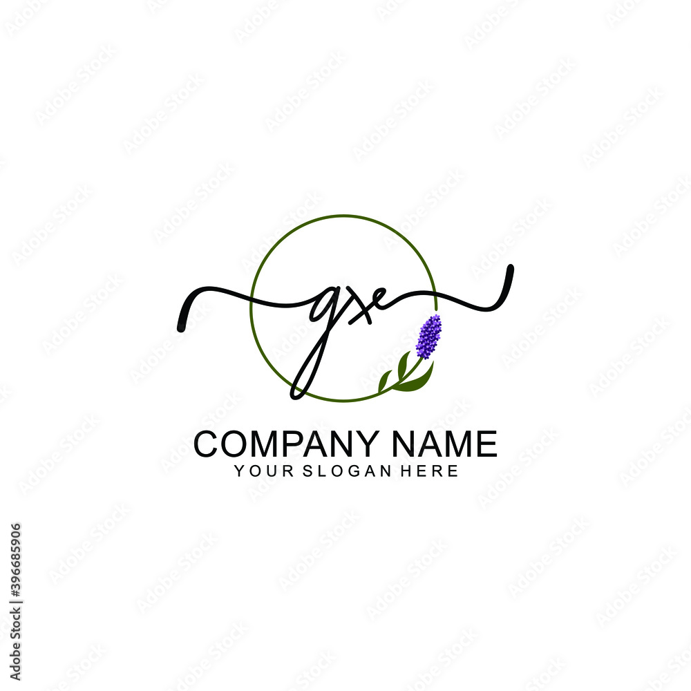 Initial GX Handwriting, Wedding Monogram Logo Design, Modern Minimalistic and Floral templates for Invitation cards