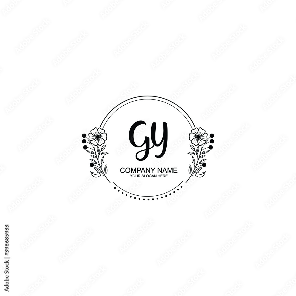 Initial GY Handwriting, Wedding Monogram Logo Design, Modern Minimalistic and Floral templates for Invitation cards