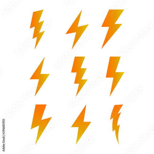 Thunder and Bolt Lighting Flash Icons Set. Thunder and Bolt Lighting Flash Icons Set.