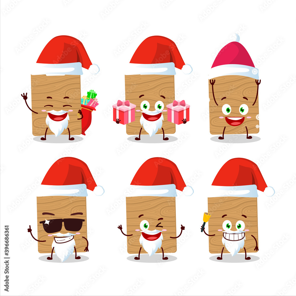 Santa Claus emoticons with rounded wood cutting cartoon character