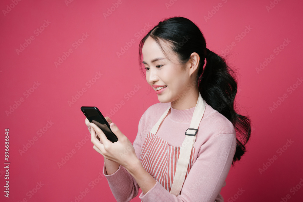 Portrait of asian woman using smartphone for online shopping. Portrait of asian woman using smartphone for online shopping.
