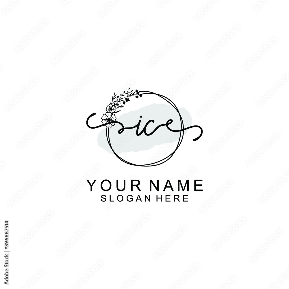 Initial IC Handwriting, Wedding Monogram Logo Design, Modern Minimalistic and Floral templates for Invitation cards