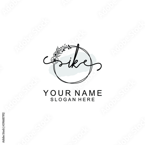 Initial IK Handwriting, Wedding Monogram Logo Design, Modern Minimalistic and Floral templates for Invitation cards