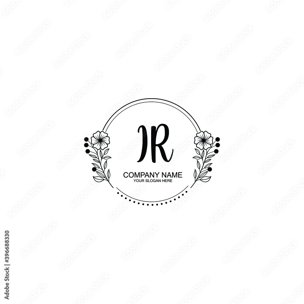 Initial IR Handwriting, Wedding Monogram Logo Design, Modern Minimalistic and Floral templates for Invitation cards
