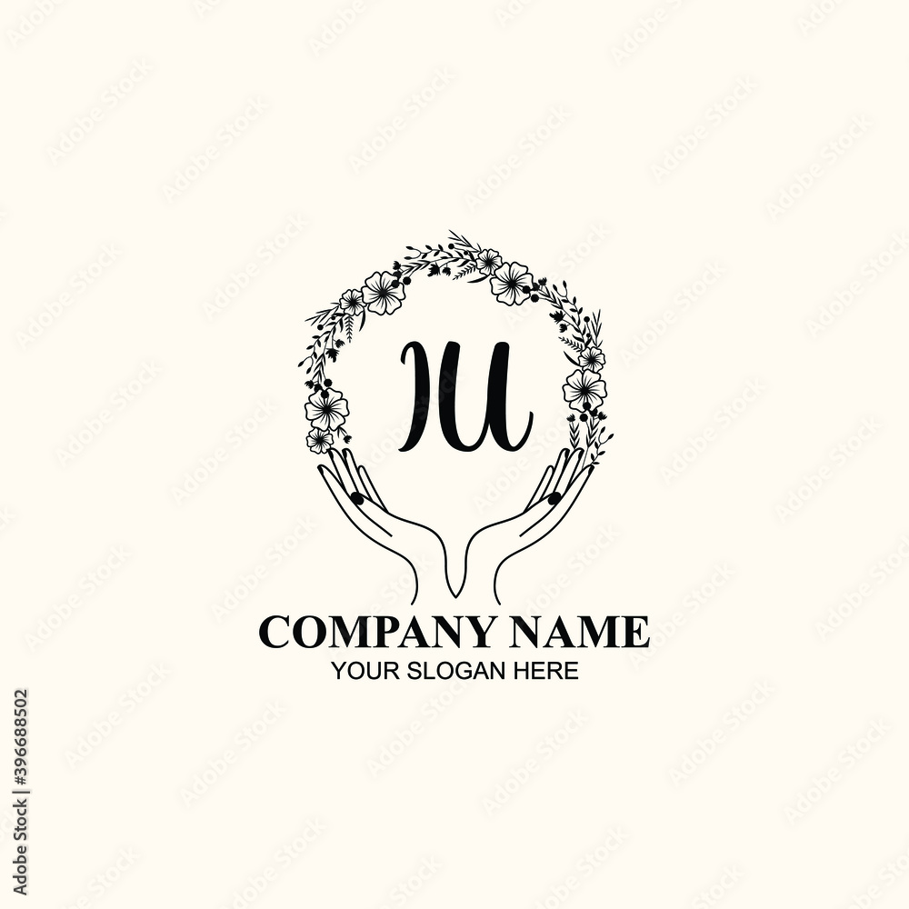 Initial IU Handwriting, Wedding Monogram Logo Design, Modern Minimalistic and Floral templates for Invitation cards Initial IU Handwriting, Wedding Monogram Logo Design, Modern Minimalistic and Floral templates for Invitation cards