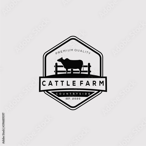 farm icon, cattle farm logo vector illustration design