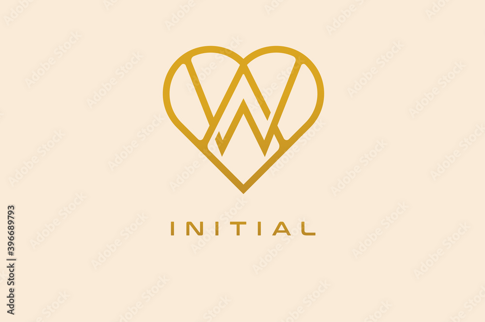 Abstract initials A and W logo, gold colour line style heart and letter combination, usable for brand, card and invitation, logo design template element,vector illustration Abstract initials A and W logo, gold colour line style heart and letter combination, usable for brand, card and invitation, logo design template element,vector illustration