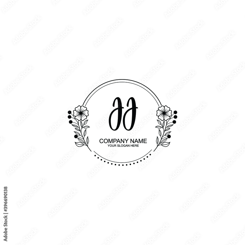 Initial JJ Handwriting, Wedding Monogram Logo Design, Modern Minimalistic and Floral templates for Invitation cards