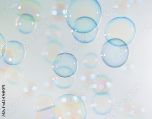 Beautiful abstract colorful soap bubbles float texture background. freshness natural summer background.