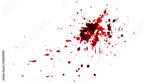 Red blood splatters  watercolor splatters isolated on white background