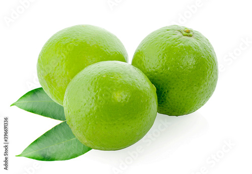 Fresh green lime isolated on white background