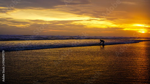 silhouette of a person on a sunset