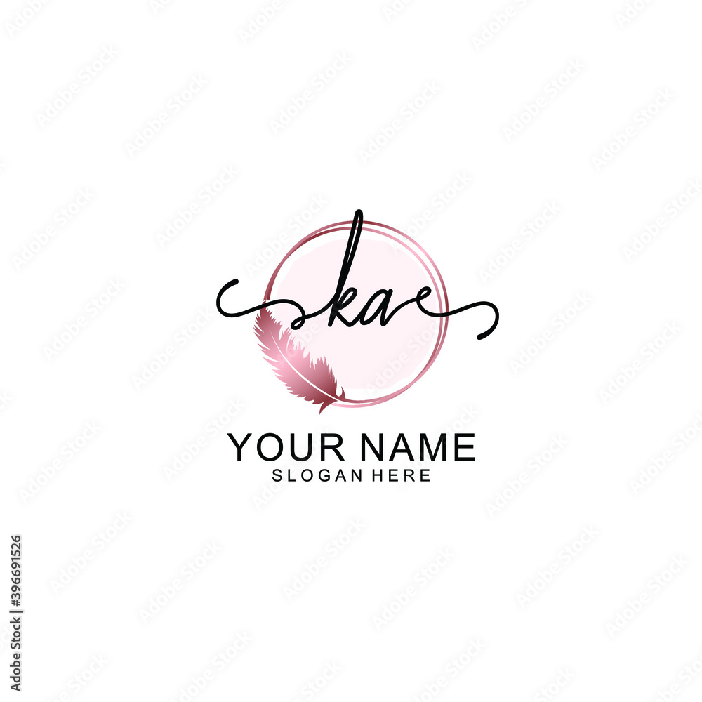 Initial KA Handwriting, Wedding Monogram Logo Design, Modern Minimalistic and Floral templates for Invitation cards Initial KA Handwriting, Wedding Monogram Logo Design, Modern Minimalistic and Floral templates for Invitation cards