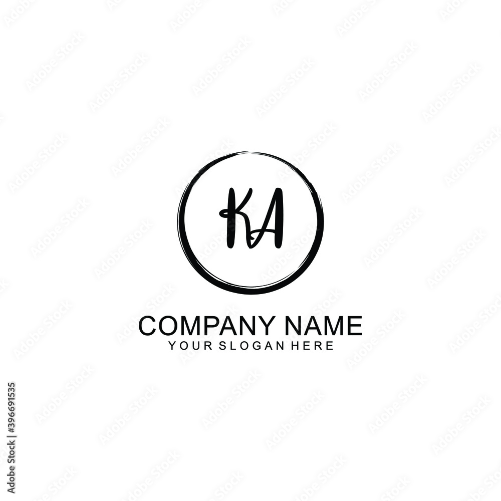 Initial KA Handwriting, Wedding Monogram Logo Design, Modern Minimalistic and Floral templates for Invitation cards