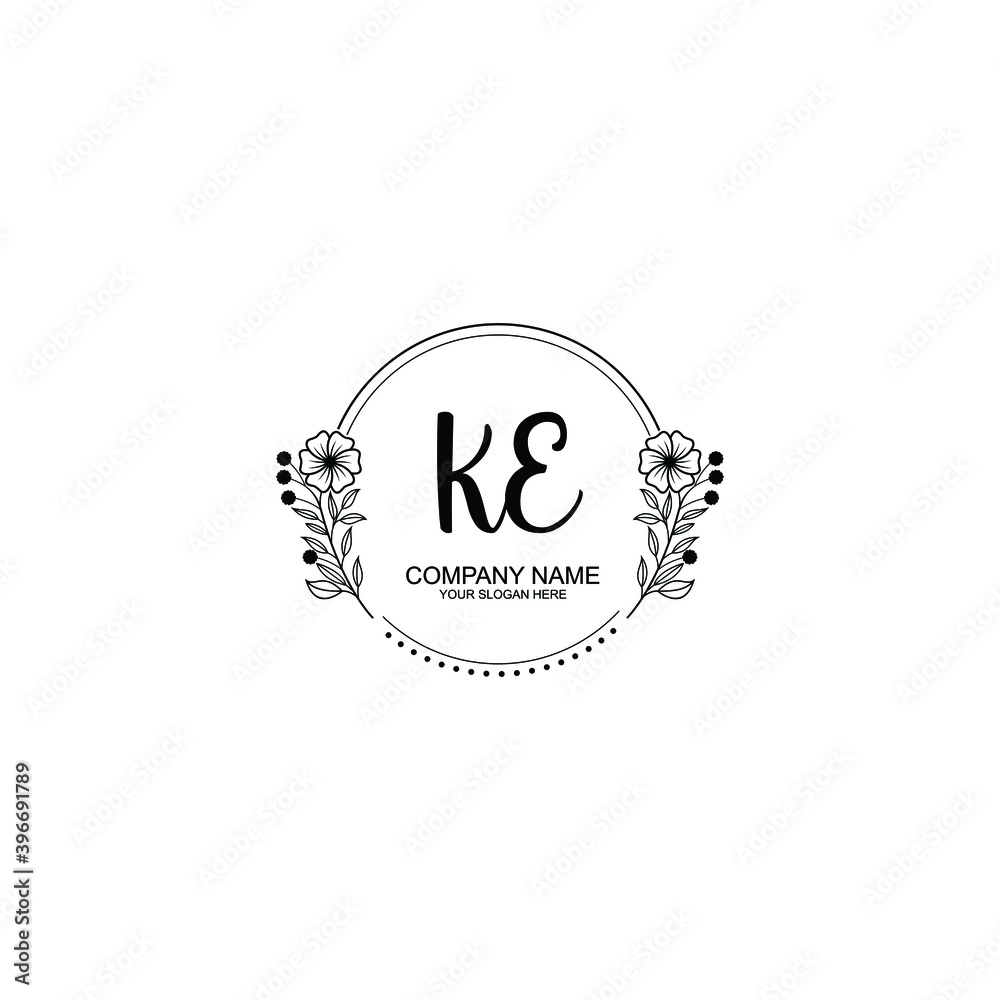 Initial KE Handwriting, Wedding Monogram Logo Design, Modern Minimalistic and Floral templates for Invitation cards Initial KE Handwriting, Wedding Monogram Logo Design, Modern Minimalistic and Floral templates for Invitation cards