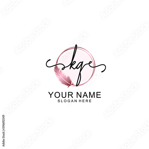 Initial KQ Handwriting, Wedding Monogram Logo Design, Modern Minimalistic and Floral templates for Invitation cards