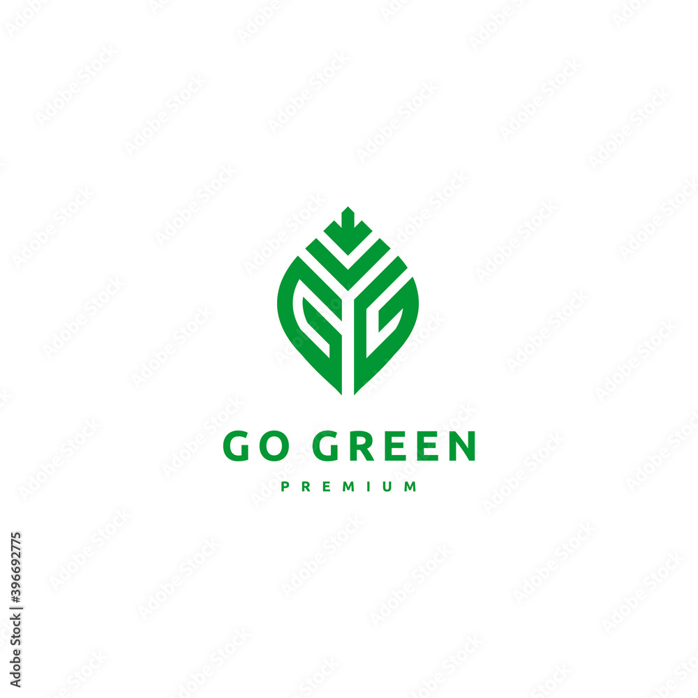 Typographic Logo Letter G G Monogram for Go Green, Luxury Style Lettering Icon Isolated on White Background Typographic Logo Letter G G Monogram for Go Green, Luxury Style Lettering Icon Isolated on White Background