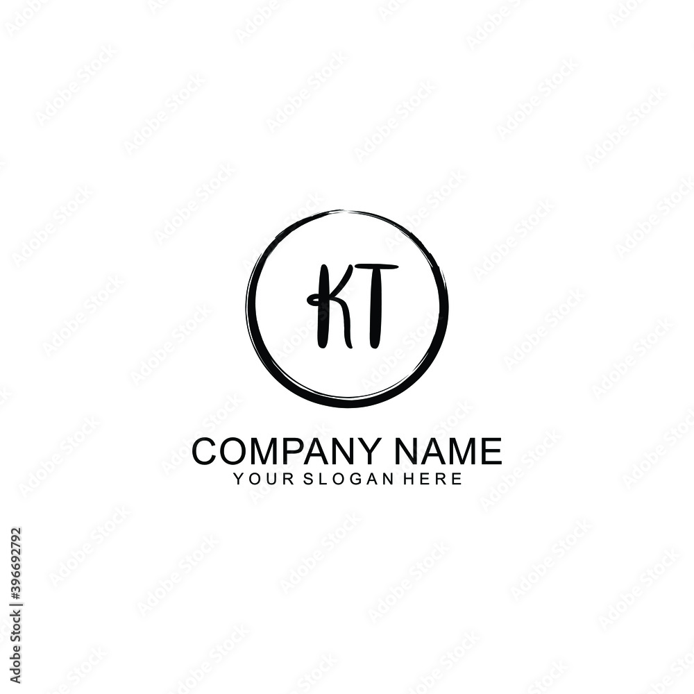 Initial KT Handwriting, Wedding Monogram Logo Design, Modern Minimalistic and Floral templates for Invitation cards