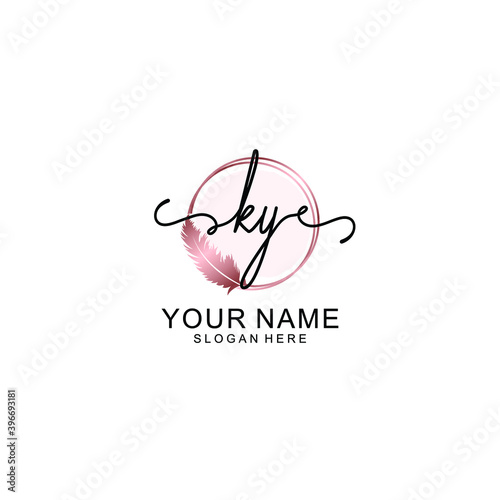 Initial KY Handwriting, Wedding Monogram Logo Design, Modern Minimalistic and Floral templates for Invitation cards