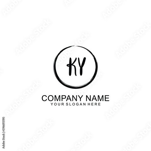 Initial KY Handwriting, Wedding Monogram Logo Design, Modern Minimalistic and Floral templates for Invitation cards