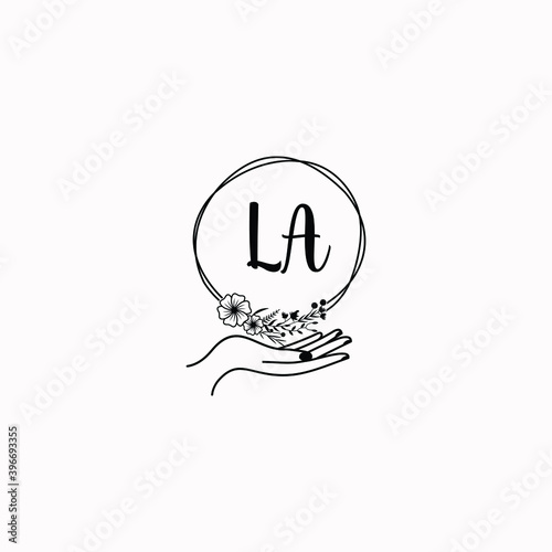 Initial LA Handwriting, Wedding Monogram Logo Design, Modern Minimalistic and Floral templates for Invitation cards