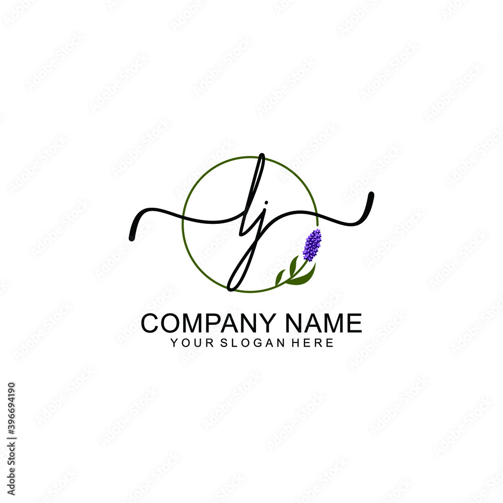 Initial LJ Handwriting, Wedding Monogram Logo Design, Modern Minimalistic and Floral templates for Invitation cards