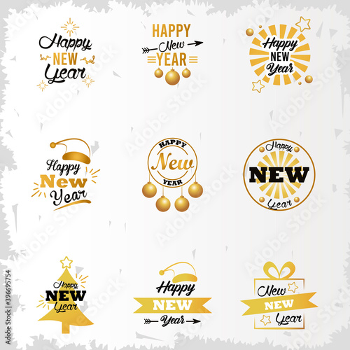 happy new year lettering card with nine letterings