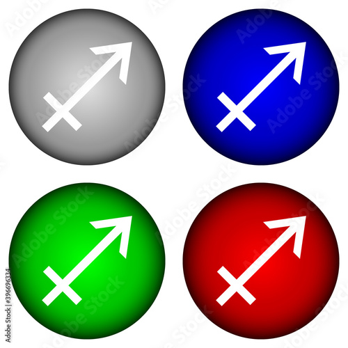 Set of buttons with sagittarius symbols.