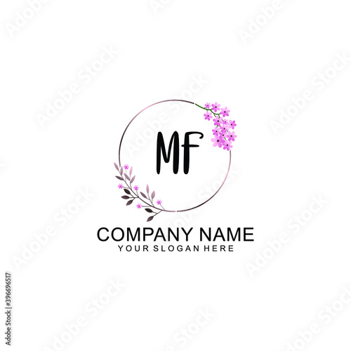 Initial MF Handwriting, Wedding Monogram Logo Design, Modern Minimalistic and Floral templates for Invitation cards