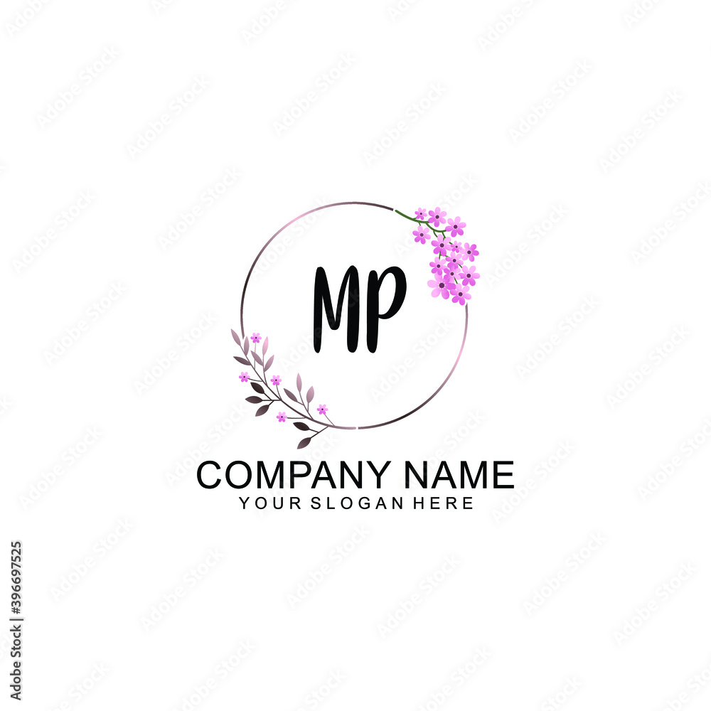 Initial MP Handwriting, Wedding Monogram Logo Design, Modern Minimalistic and Floral templates for Invitation cards