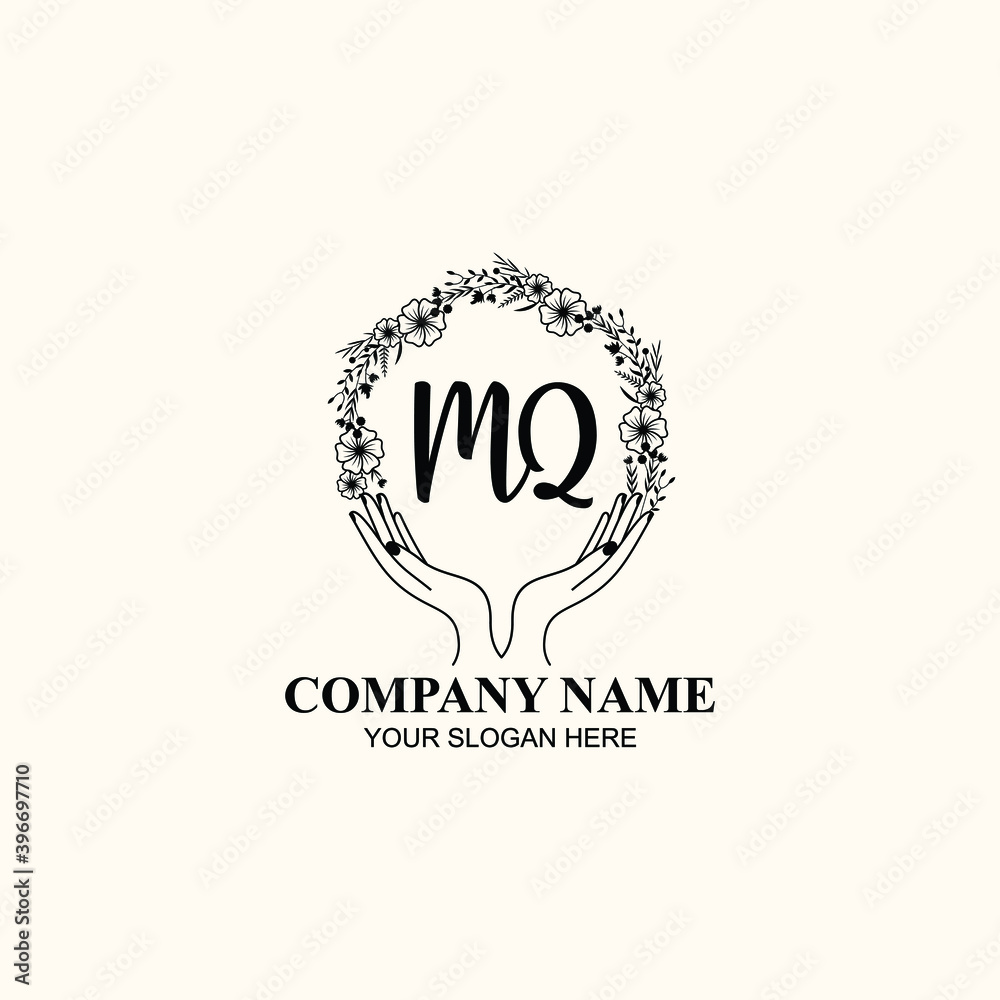 Initial MQ Handwriting, Wedding Monogram Logo Design, Modern Minimalistic and Floral templates for Invitation cards
