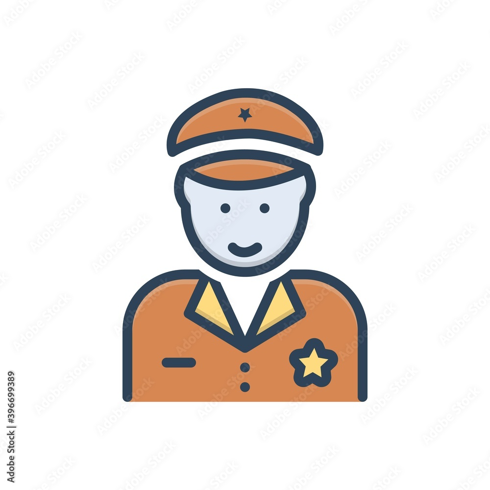 Color illustration icon for police