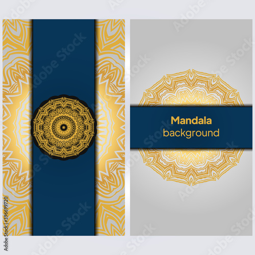 Ornamental floral business cards or invitation with mandala. Vector illustraiton