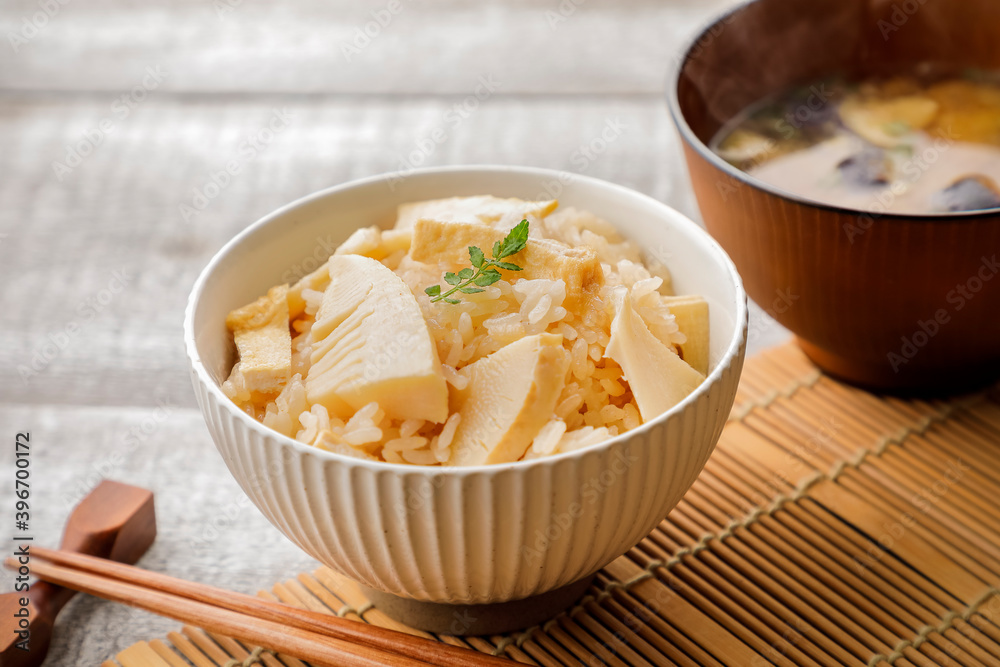 Rice Steamed with Bamboo Shoot, Japanese Food Rice Steamed with Bamboo Shoot, Japanese Food