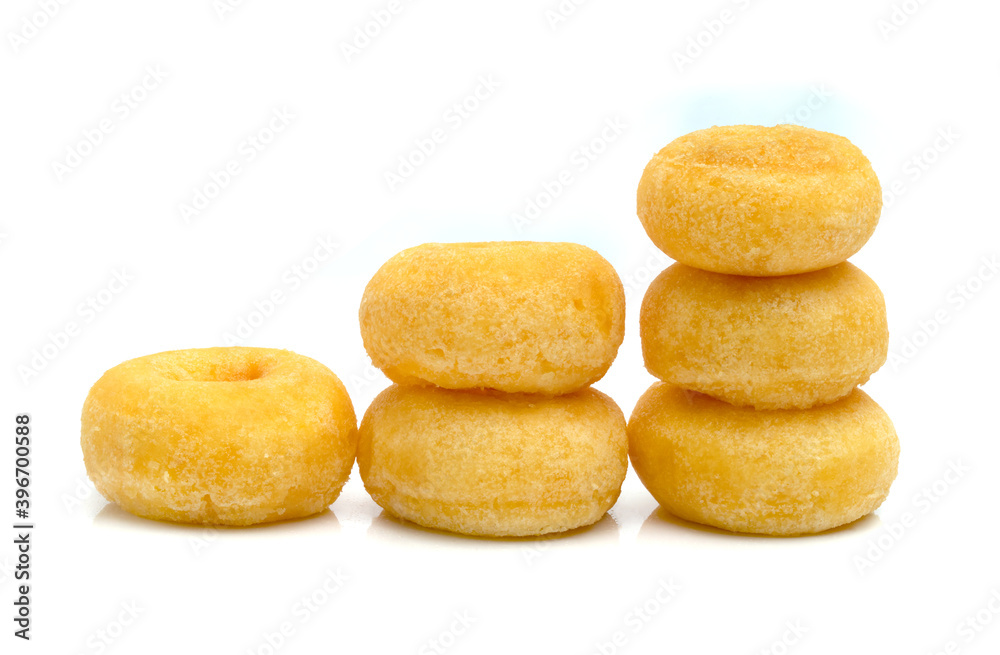 small sugar ring donut isolated on white background