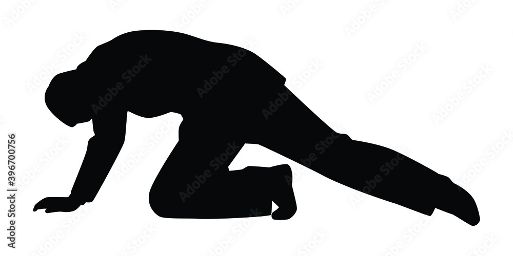 Crawling businessman silhouette vector on white Crawling businessman silhouette vector on white