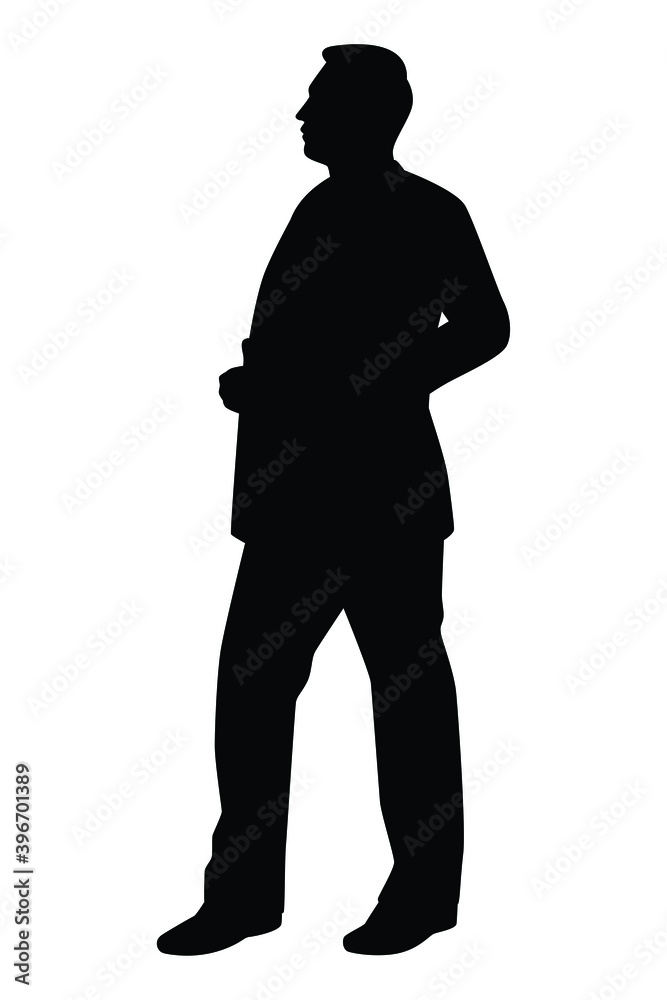 Standing businessman silhouette vector on white