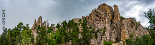 Panoramic view of Needles Highway - Cathedral Spires in the Black Hills of South Dakota