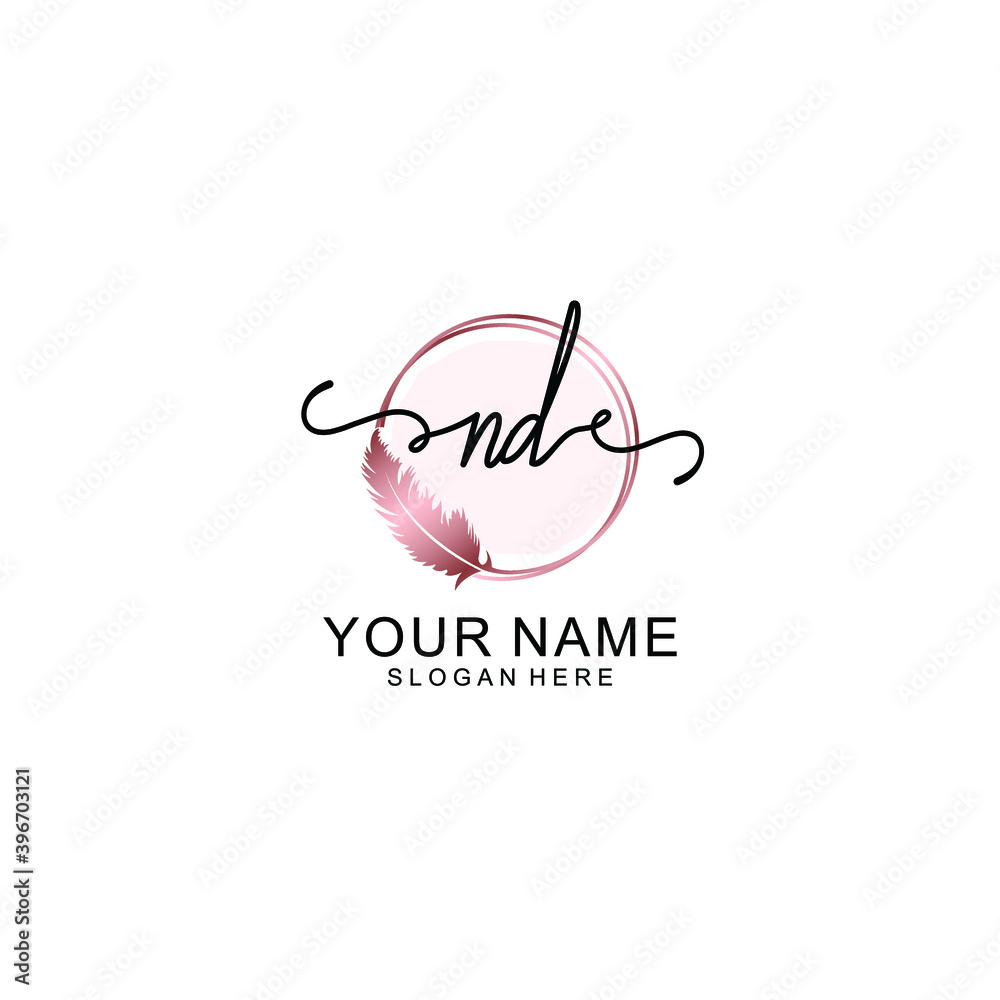 Initial ND Handwriting, Wedding Monogram Logo Design, Modern Minimalistic and Floral templates for Invitation cards Initial ND Handwriting, Wedding Monogram Logo Design, Modern Minimalistic and Floral templates for Invitation cards